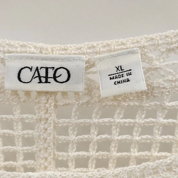 Cato Cream Crochet Sheer Top Size XL - Picture 6 of 9